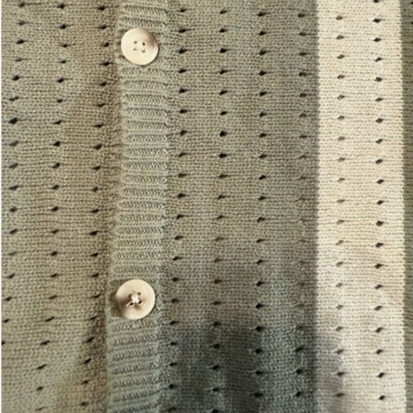 AOR Art of Rhetoric Sweater Mens XL Green Button Up Knit Cardigan Short Sleeve - Picture 3 of 5